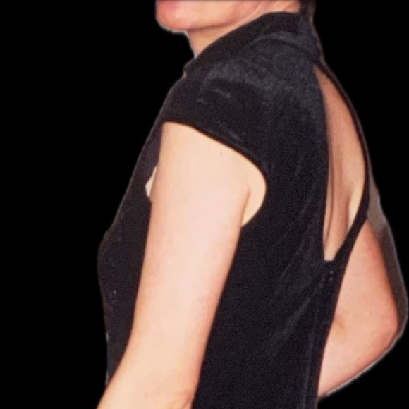 Lori Weidner Designer Black Velvet Evening Dress with Fringed Animal Print Cape - Picture 2 of 9